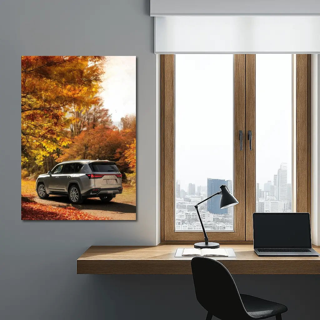 Lexus LS Luxury Sedan Autumn Forest Road – Wall Art