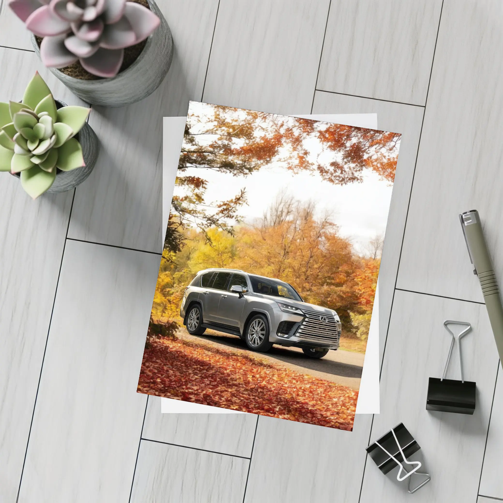 Lexus LX SUV Parked In Autumn Forest – Postcards