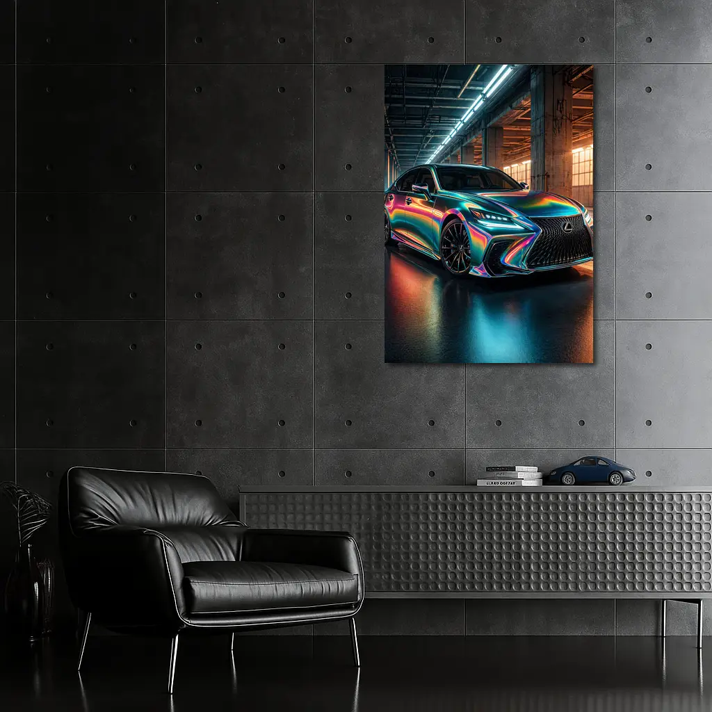 Lexus LS Holographic Wrap Industrial Garage – Wall Art