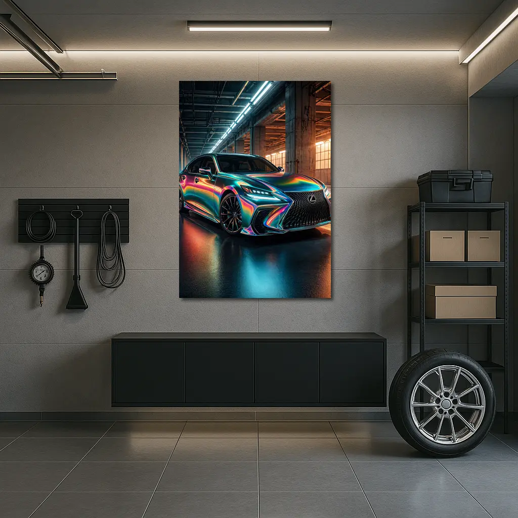 Lexus LS Holographic Wrap Industrial Garage – Wall Art