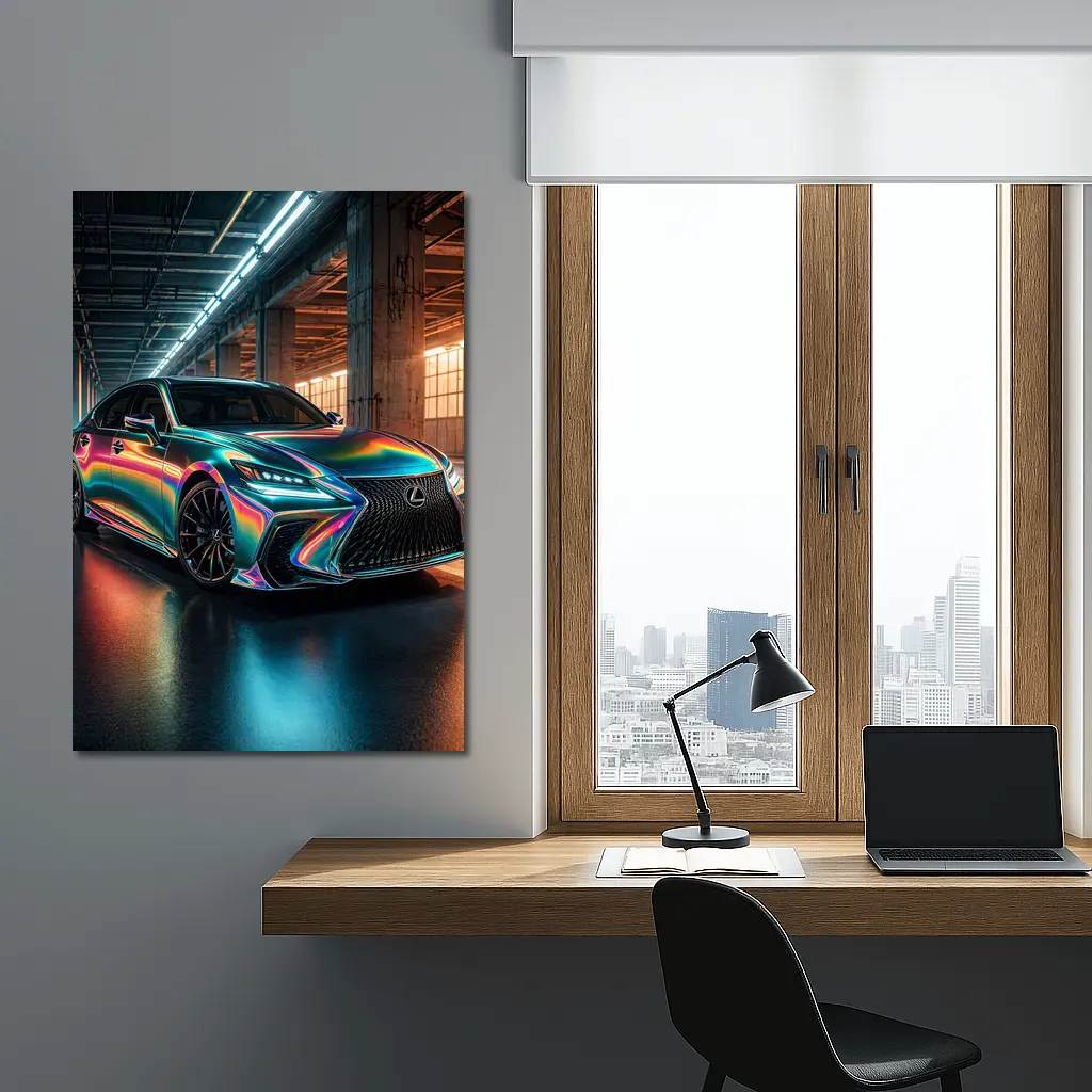 Lexus LS Holographic Wrap Industrial Garage – Wall Art