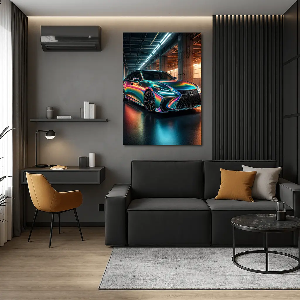 Lexus LS Holographic Wrap Industrial Garage – Wall Art