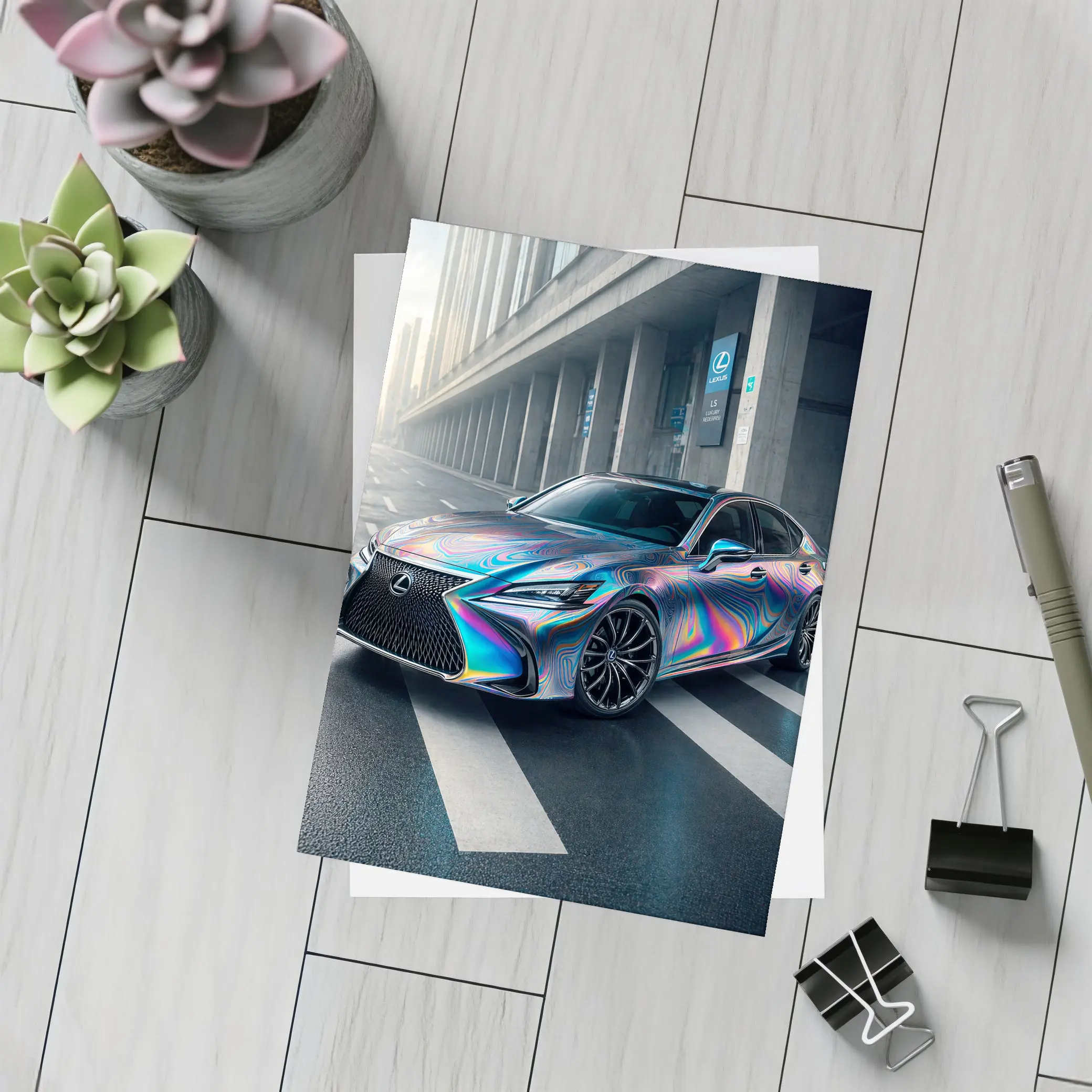 Lexus LS Holographic Wrap Urban Street – Postcards