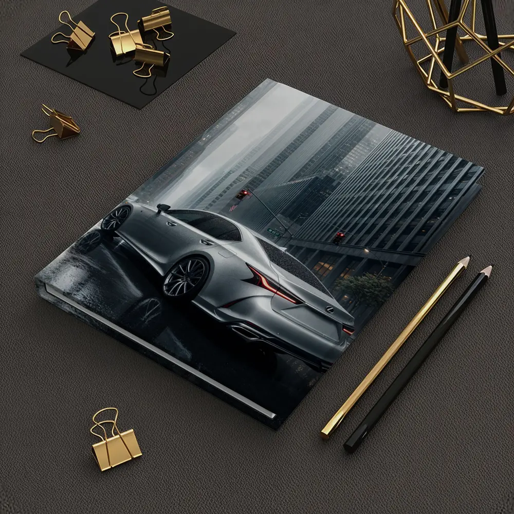 Lexus LS Silver Sedan Rainy City Streets – Notebooks