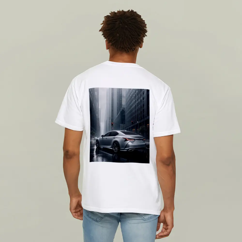 Lexus LS Silver Sedan Rainy City Streets – T-Shirts