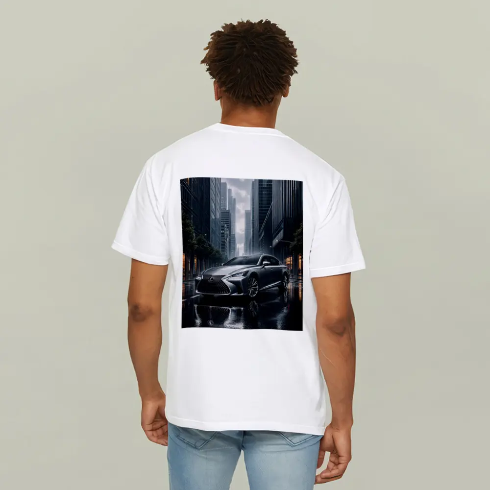 Lexus LS Silver Sedan Rainy City Street – T-Shirts
