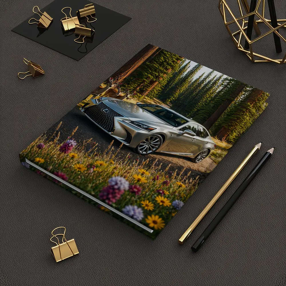 Lexus LS Silver Sedan Forest Deer Setting – Notebooks