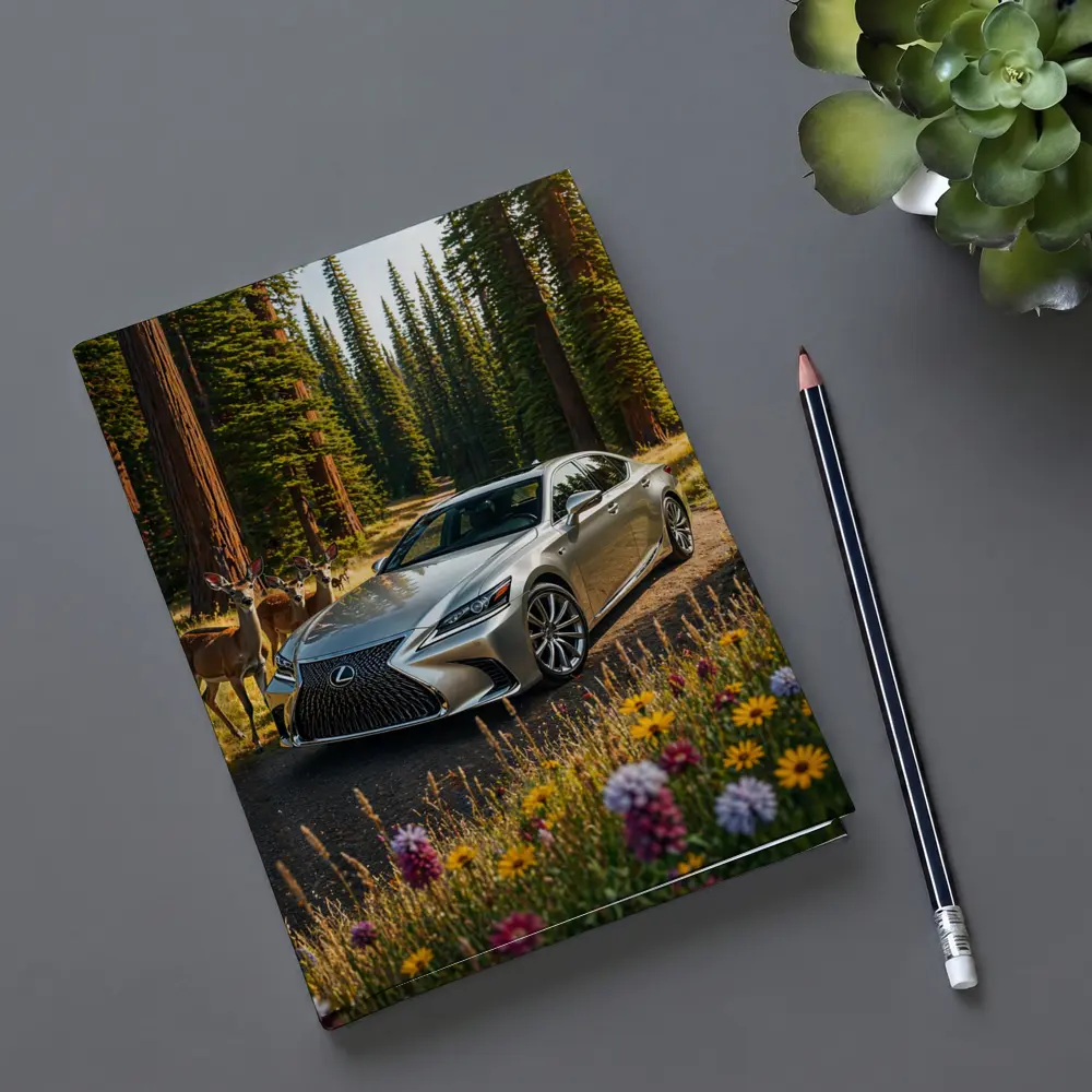 Lexus LS Silver Sedan Forest Deer Setting – Notebooks