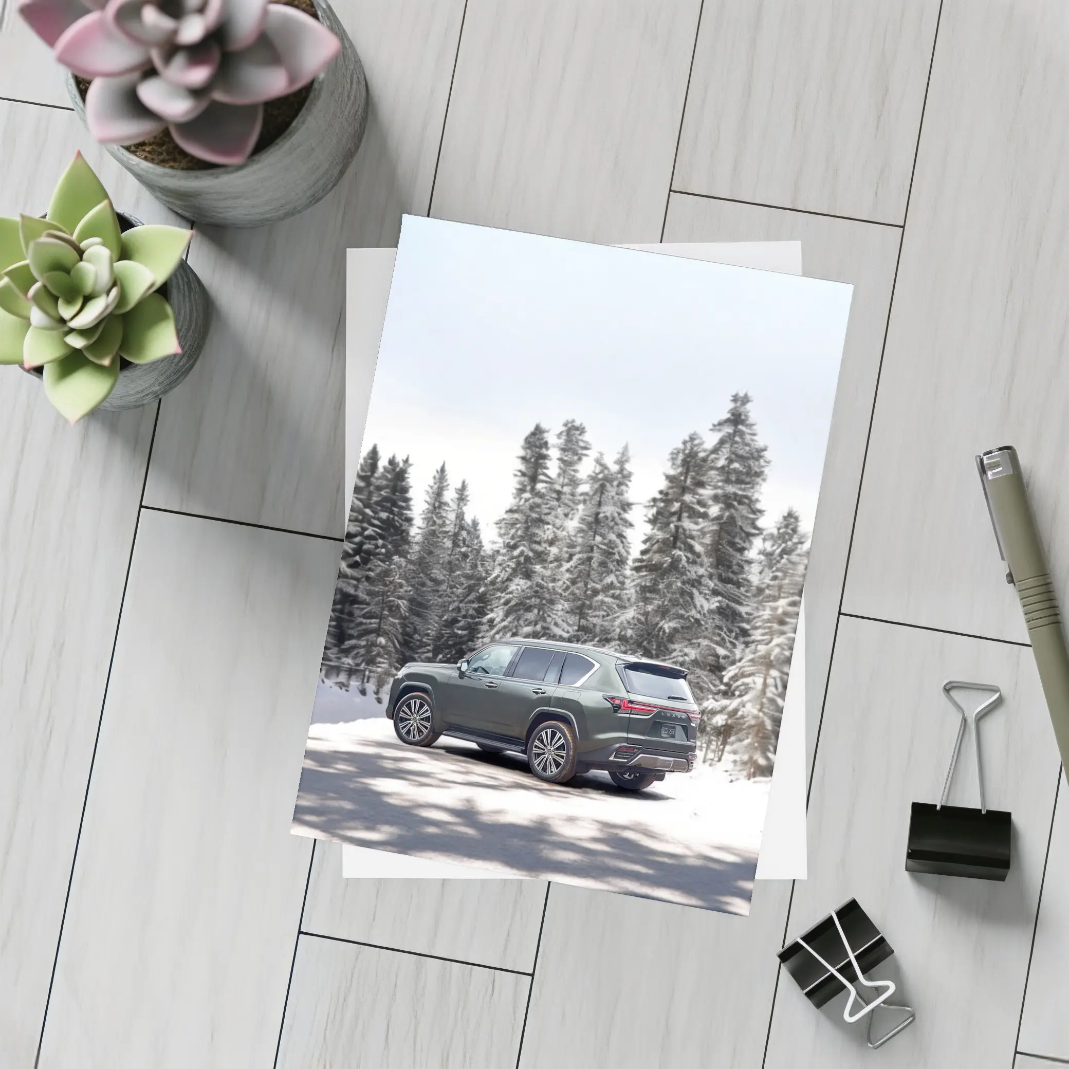 Lexus LX Winter Snow Forest Green SUV – Postcards