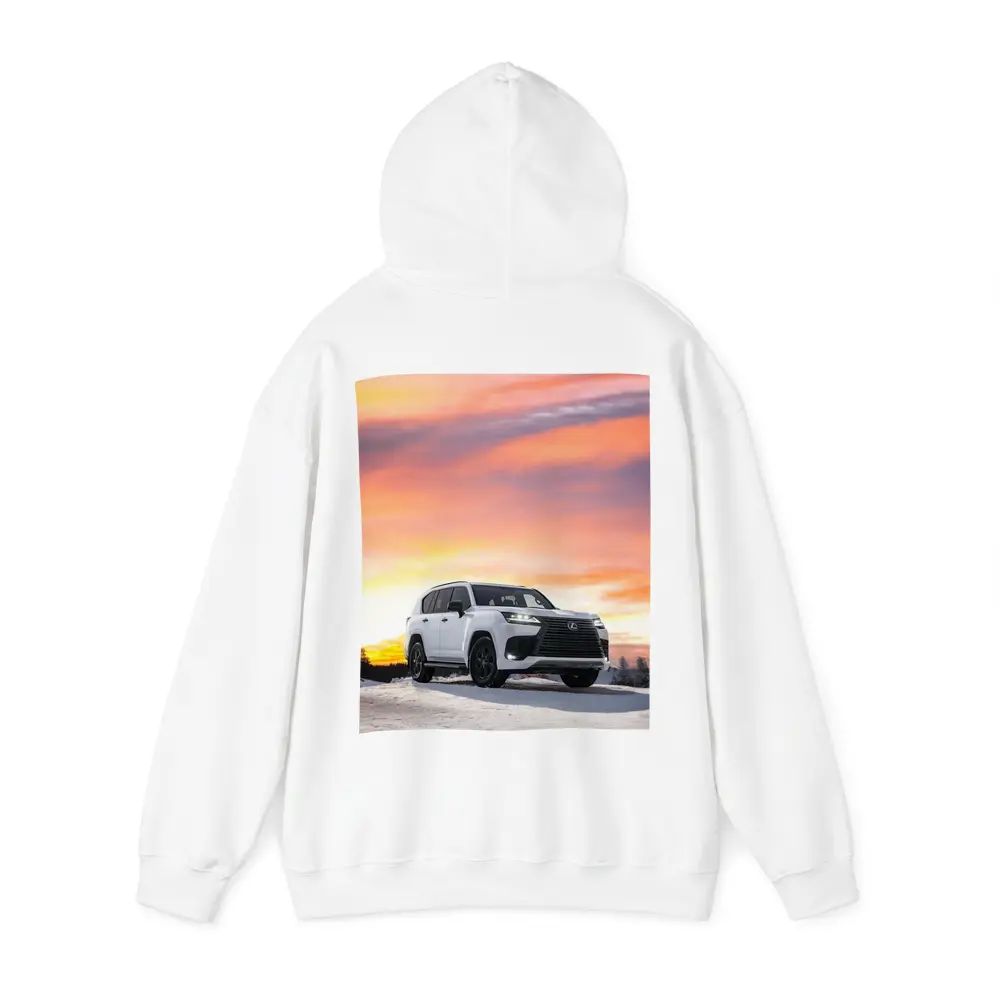 Lexus LX White SUV Winter Sunset Sky – Hoodies