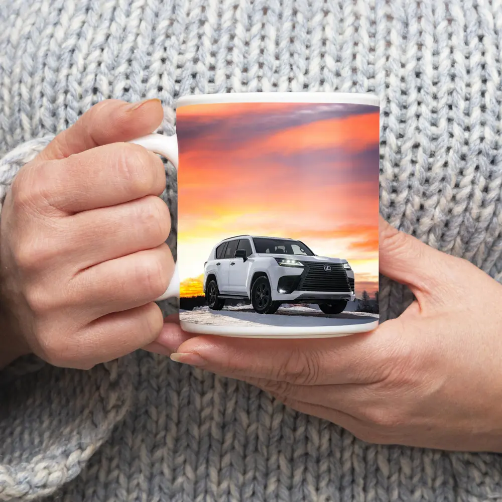 Lexus LX White SUV Winter Sunset Sky – Mugs