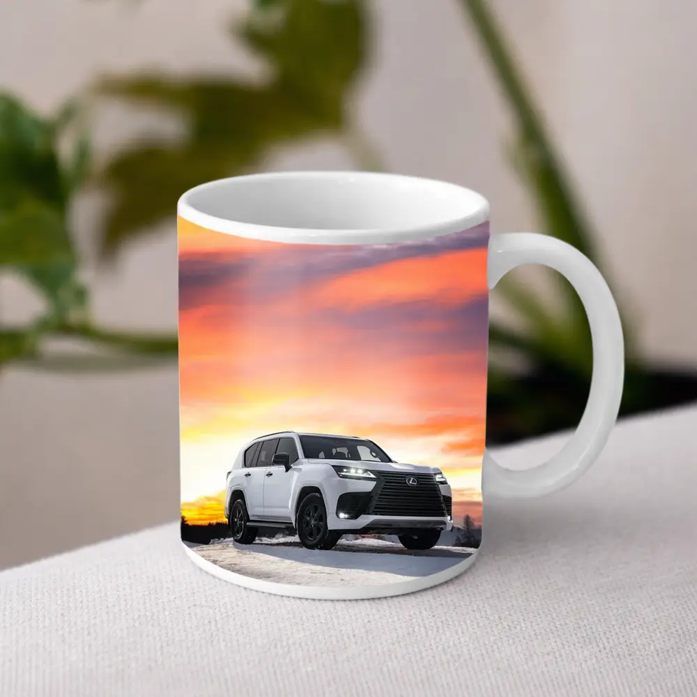 Lexus LX White SUV Winter Sunset Sky – Mugs