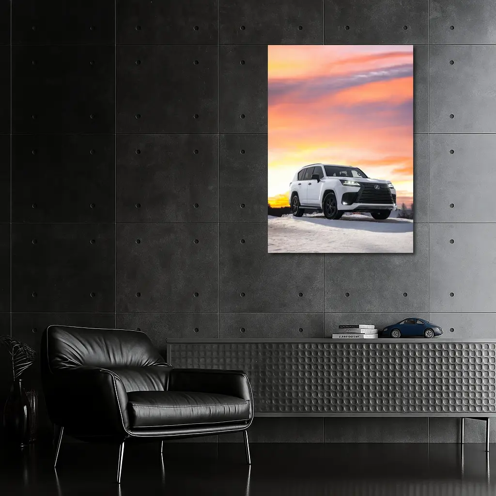 Lexus LX White SUV Winter Sunset Sky – Wall Art