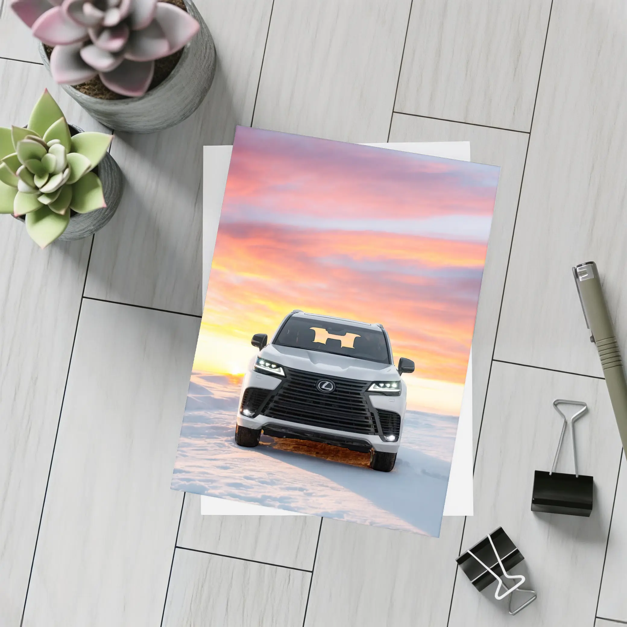 Lexus LX Snow Field Sunset Sky – Postcards