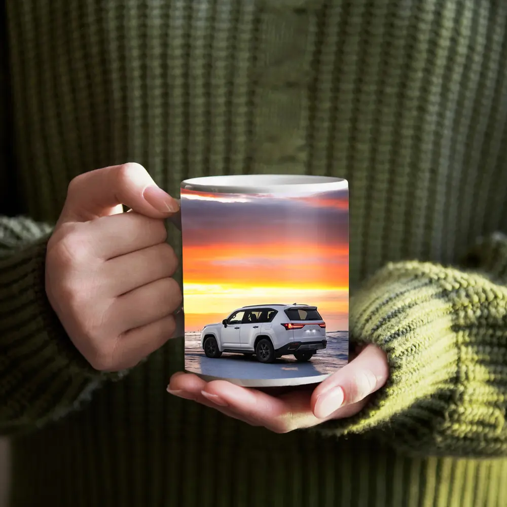 Lexus LX White SUV Fiery Sunset Sky – Mugs