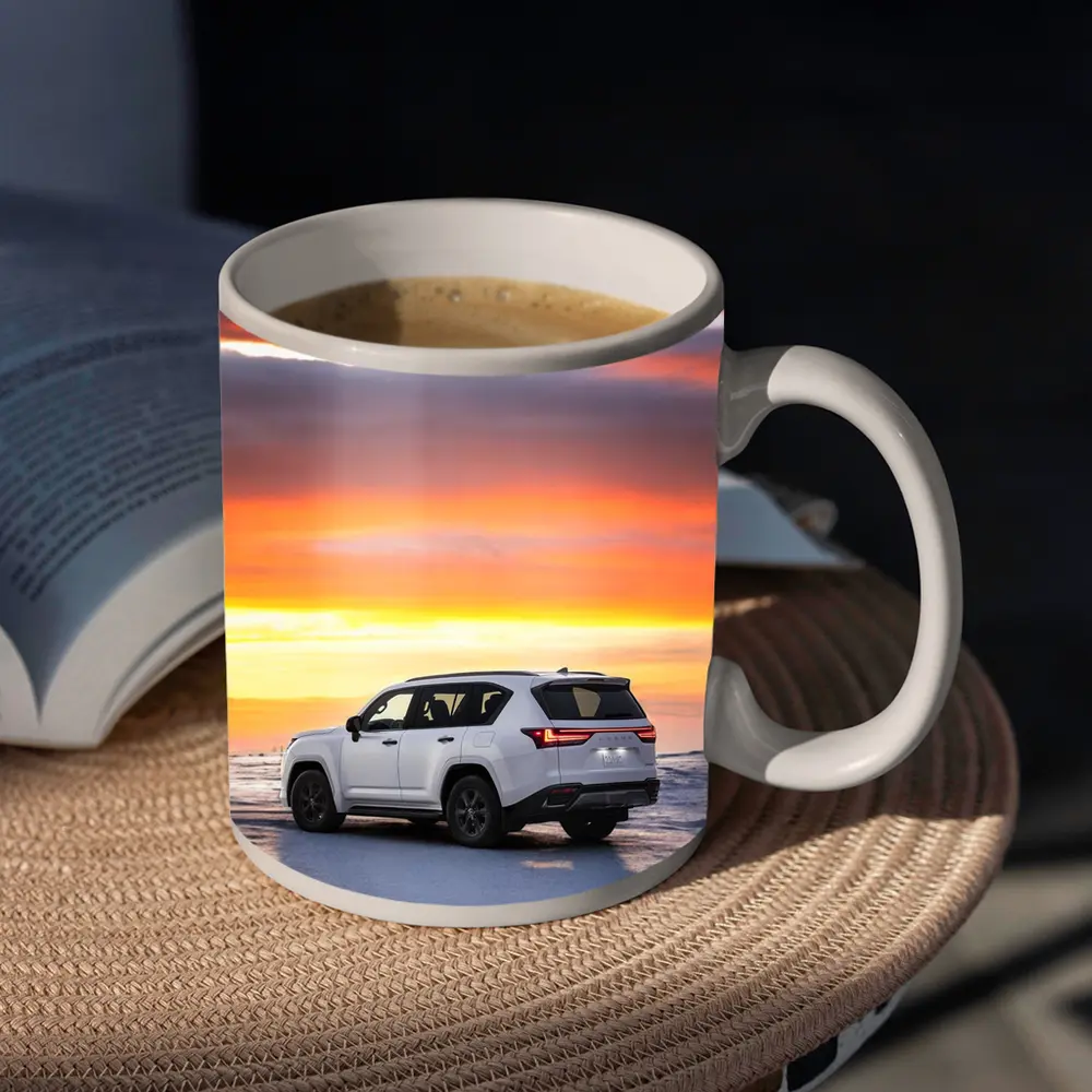 Lexus LX White SUV Fiery Sunset Sky – Mugs