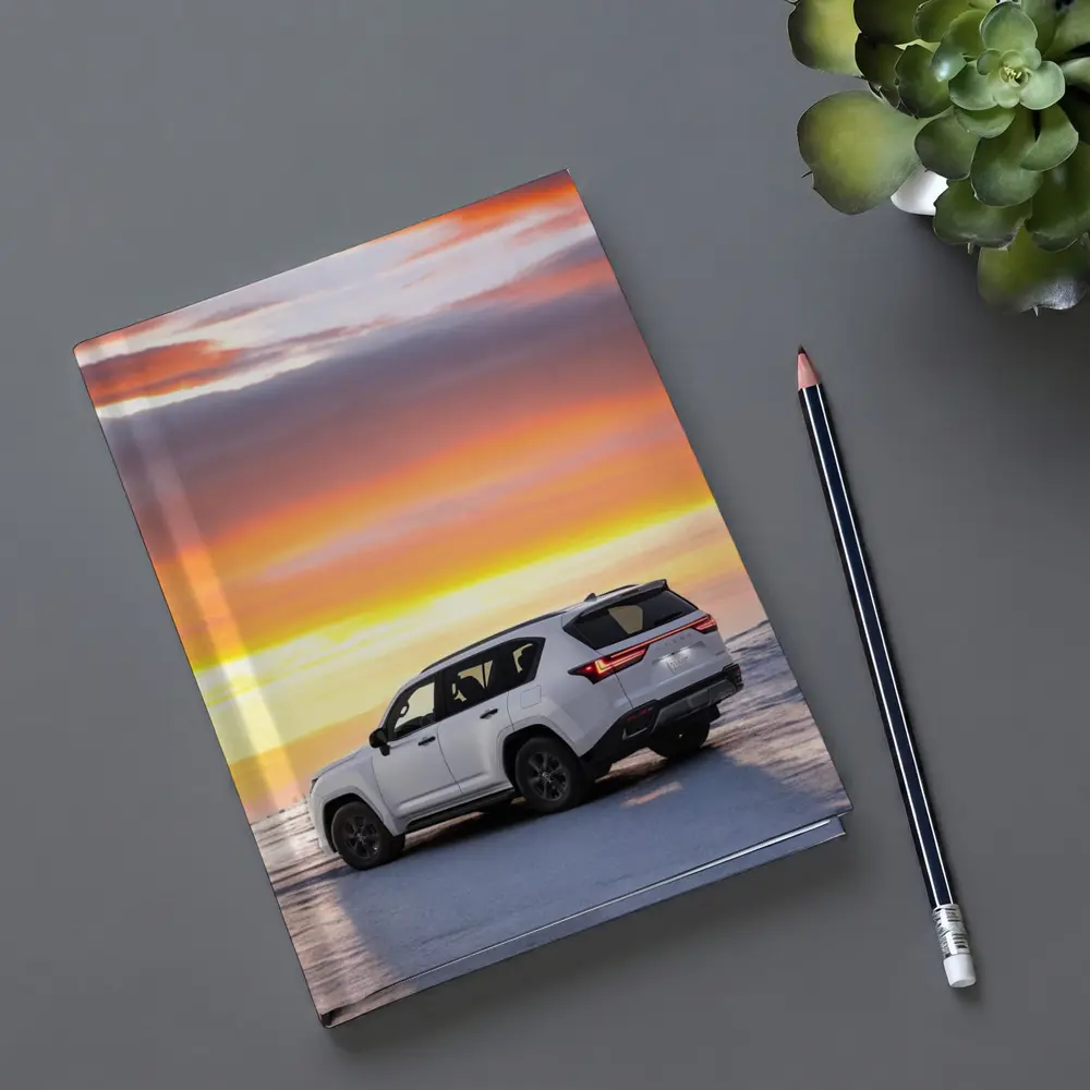Lexus LX White SUV Fiery Sunset Sky – Notebooks