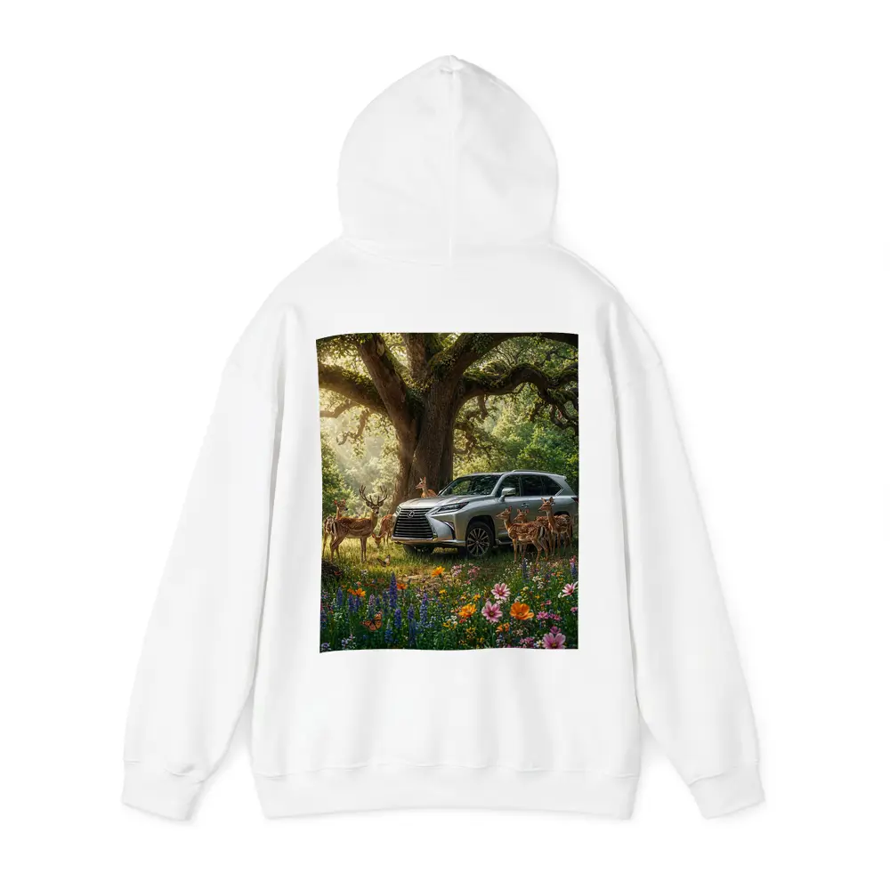 Lexus LX Silver SUV Forest Deer Scene – Hoodies