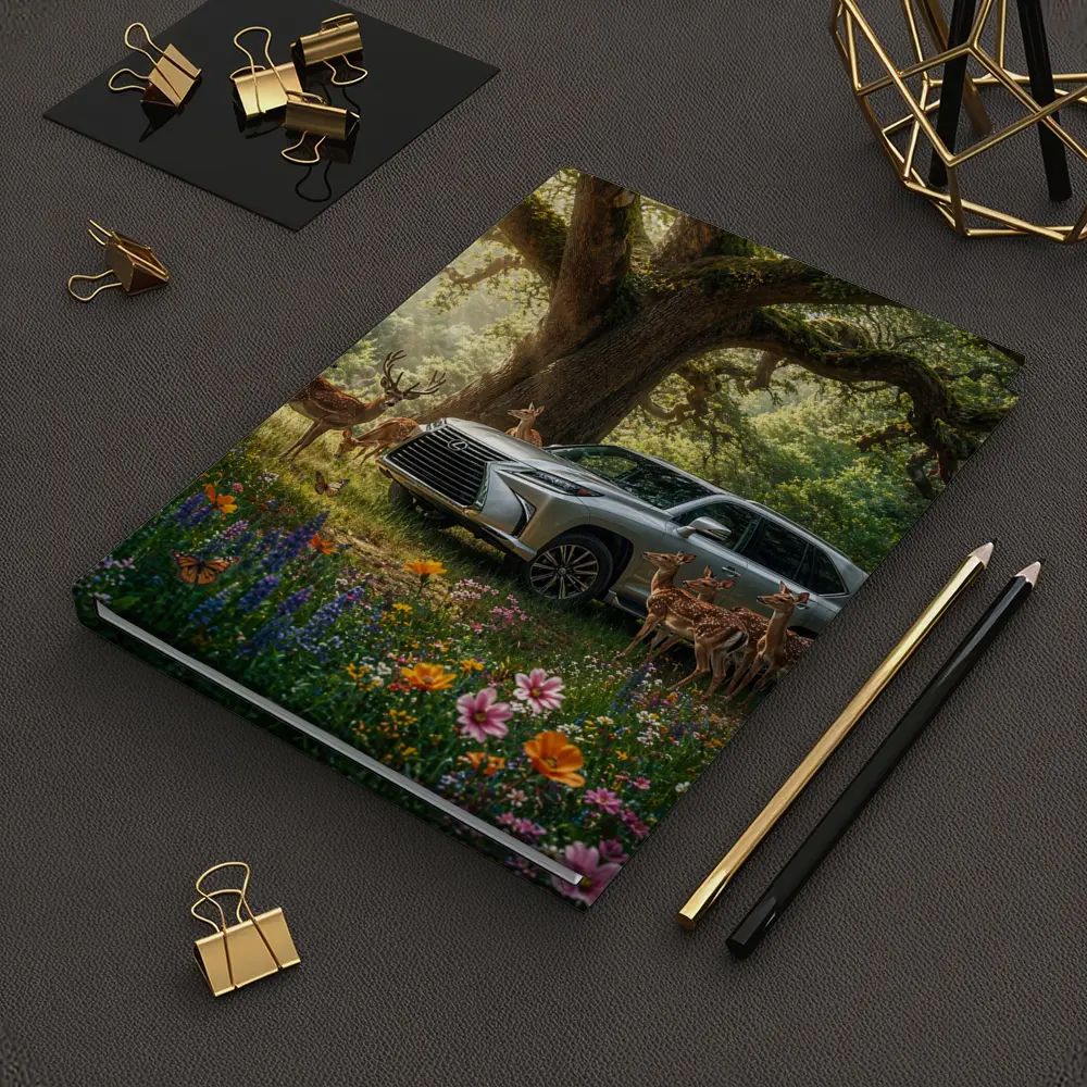 Lexus LX Silver SUV Forest Deer Scene – Notebooks