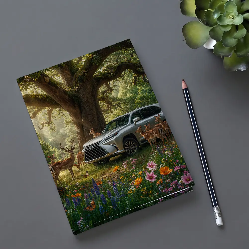 Lexus LX Silver SUV Forest Deer Scene – Notebooks