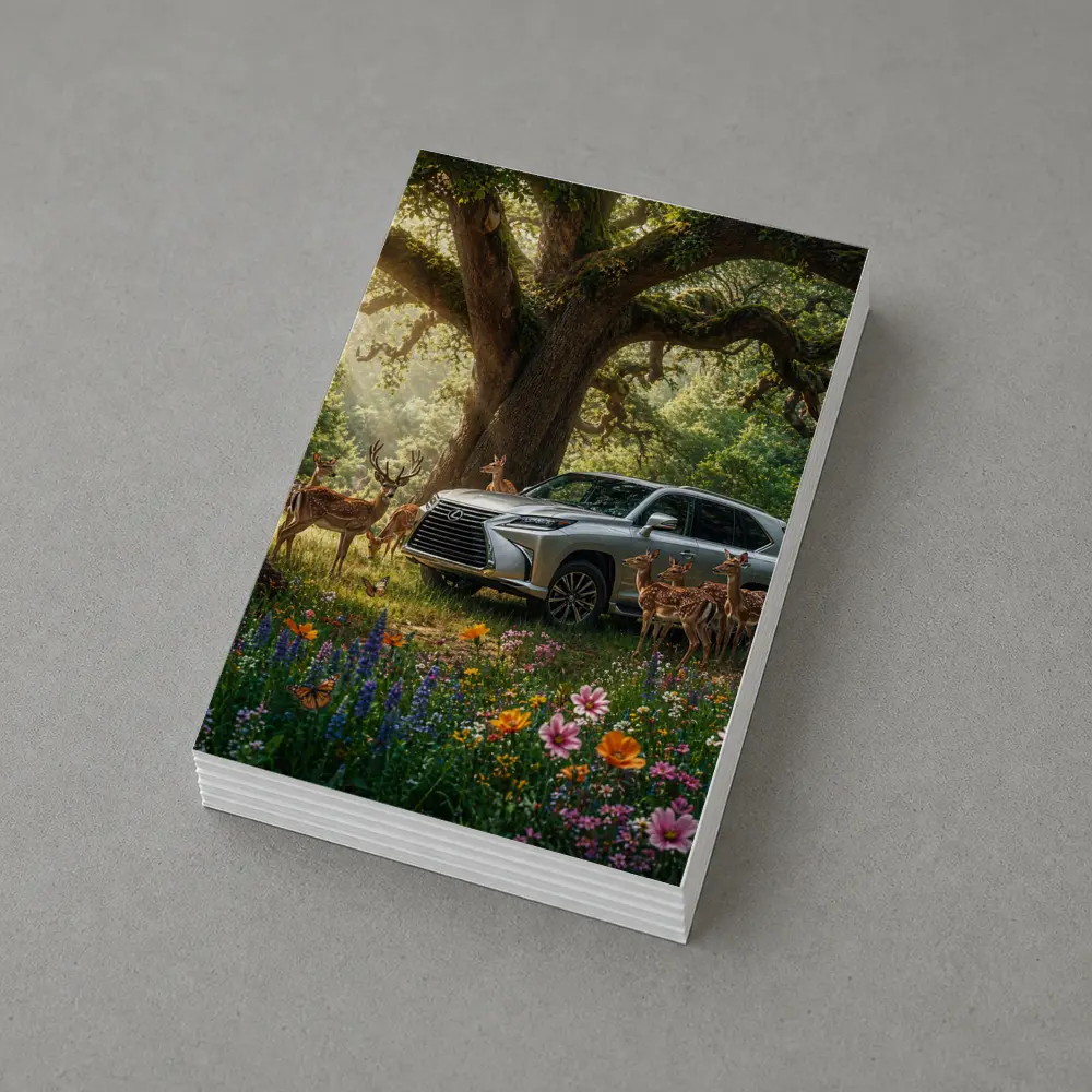Lexus LX Silver SUV Forest Deer Scene – Postcards