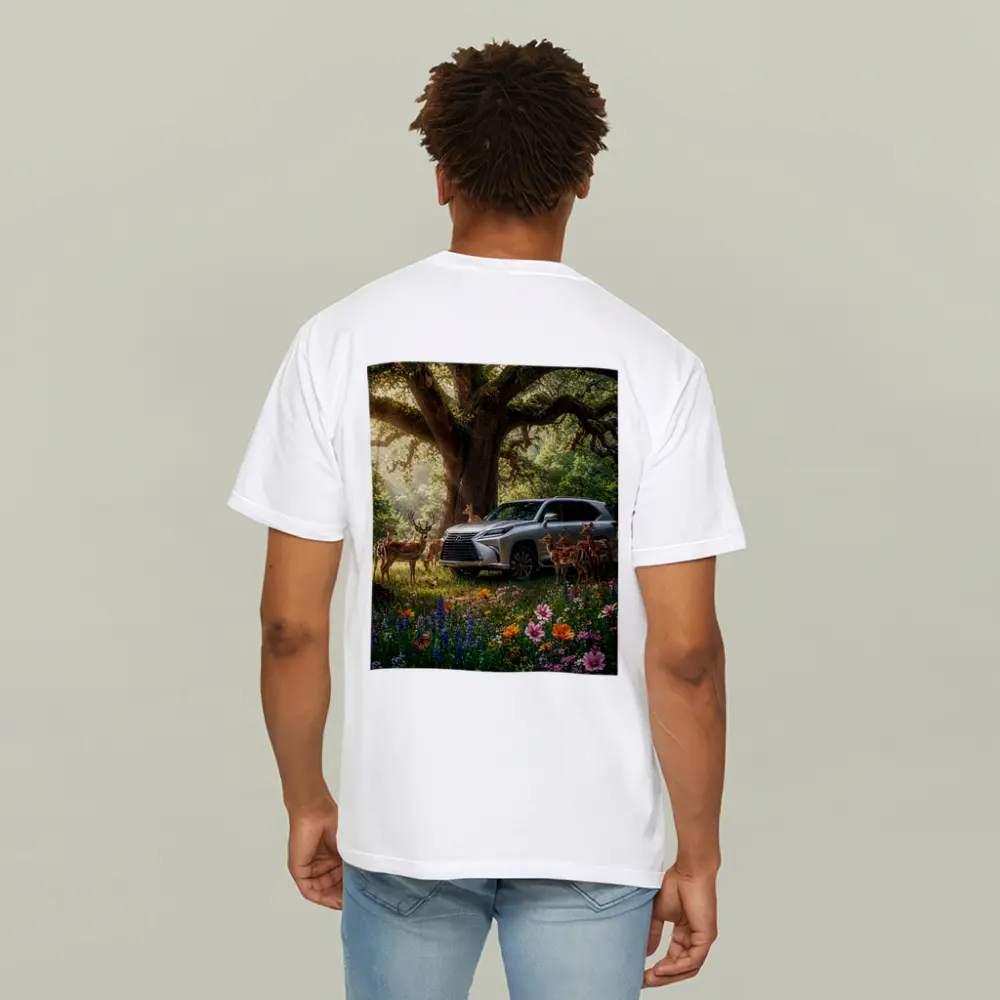 Lexus LX Silver SUV Forest Deer Scene – T-Shirts