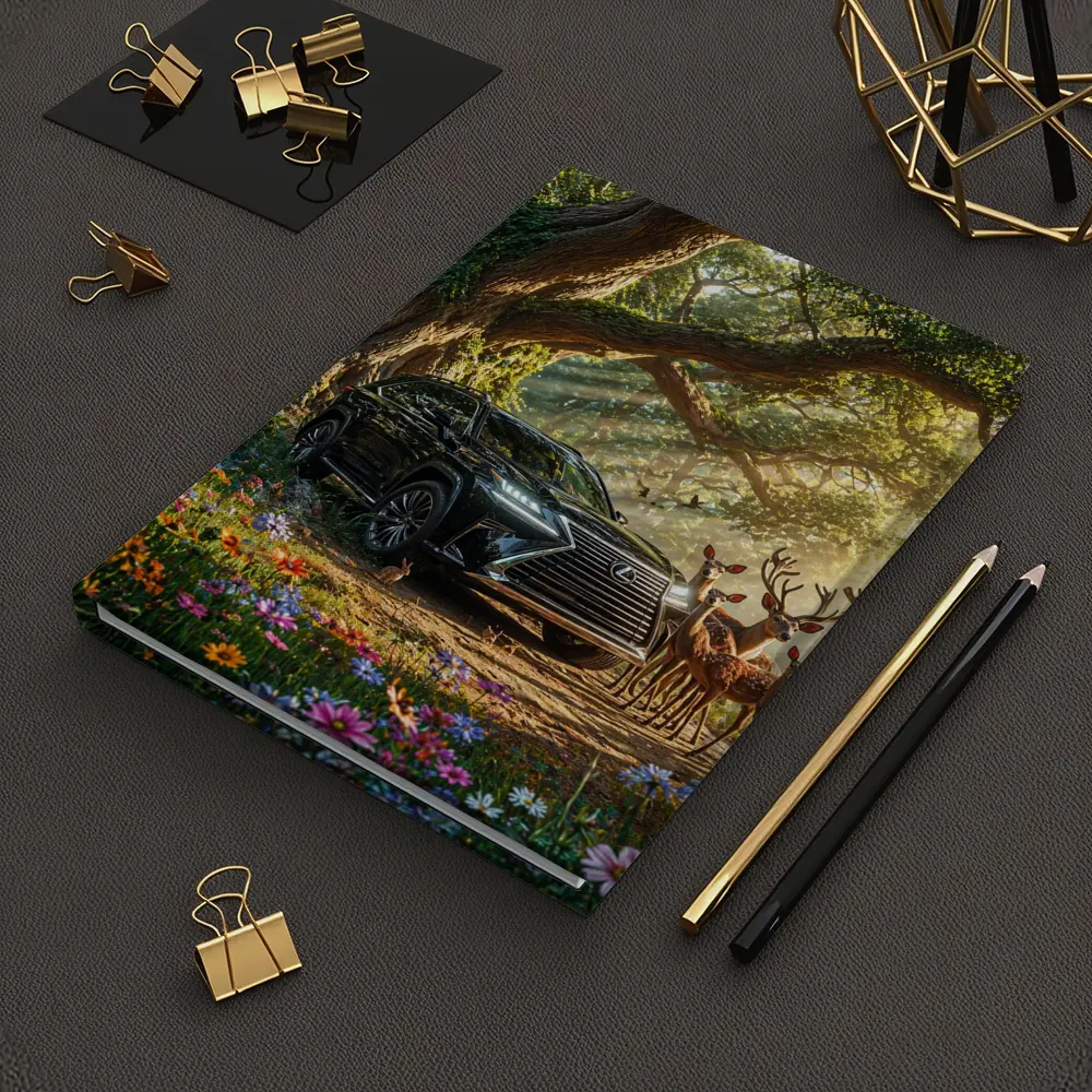 Lexus LX Black SUV Forest Deer Scene – Notebooks
