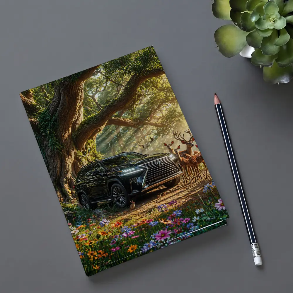 Lexus LX Black SUV Forest Deer Scene – Notebooks