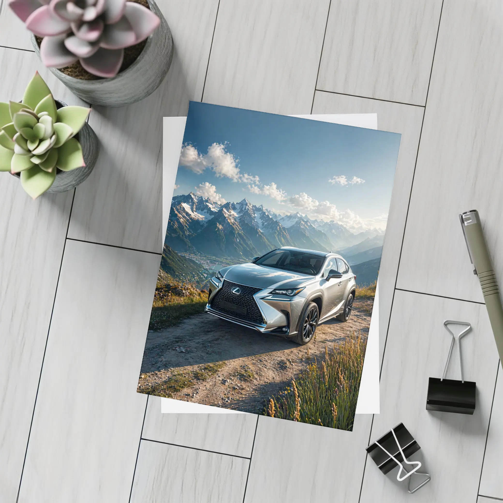 Lexus NX Silver SUV Mountain Landscape – Postcards