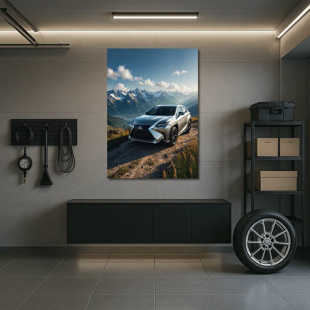 Lexus NX Silver SUV Mountain Landscape – Wall Art