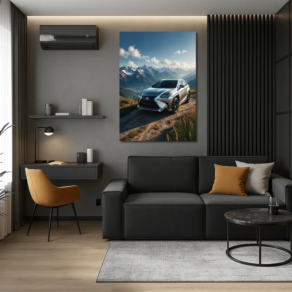 Lexus NX Silver SUV Mountain Landscape – Wall Art