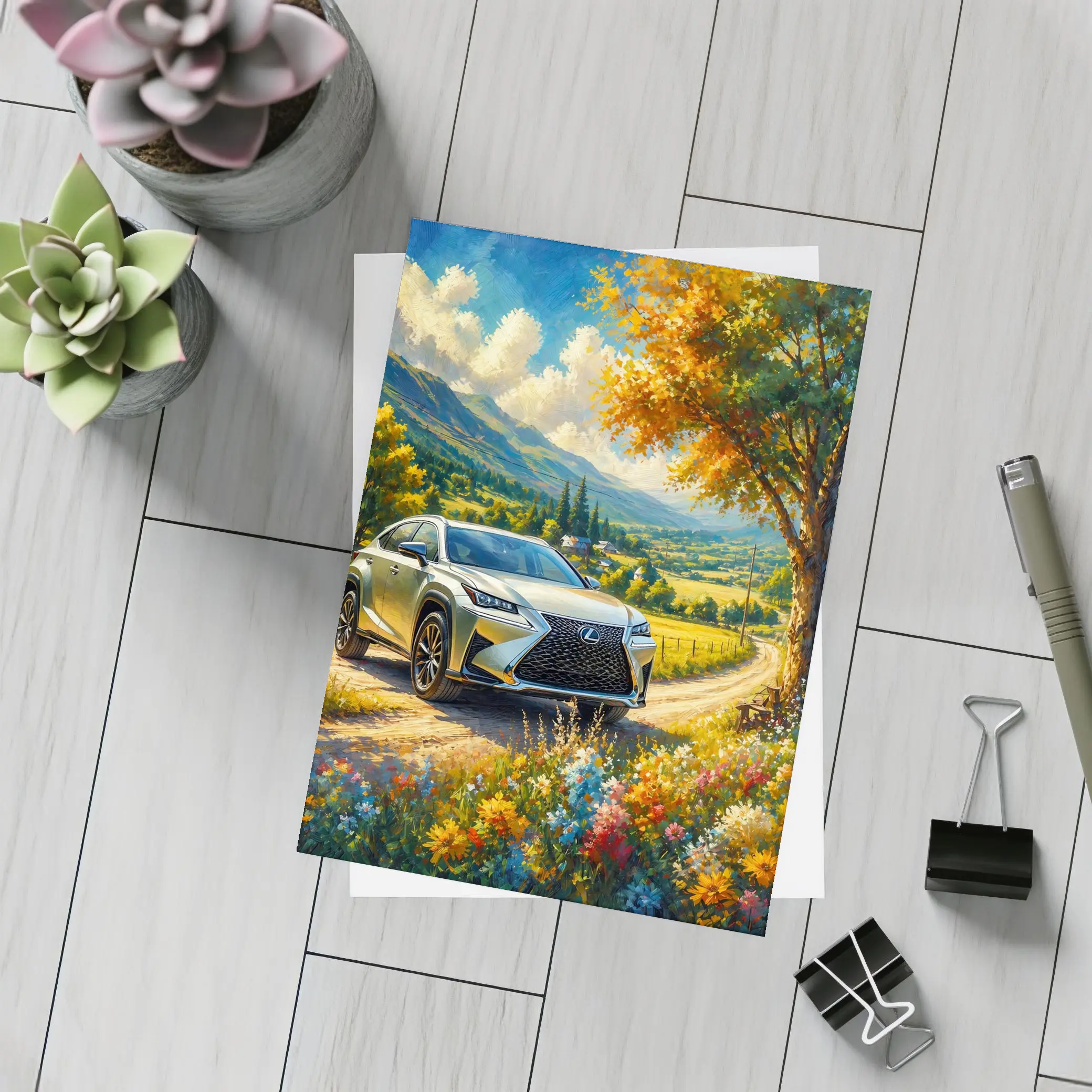 Lexus NX SUV Oil Painting Country Landscape – Postcards