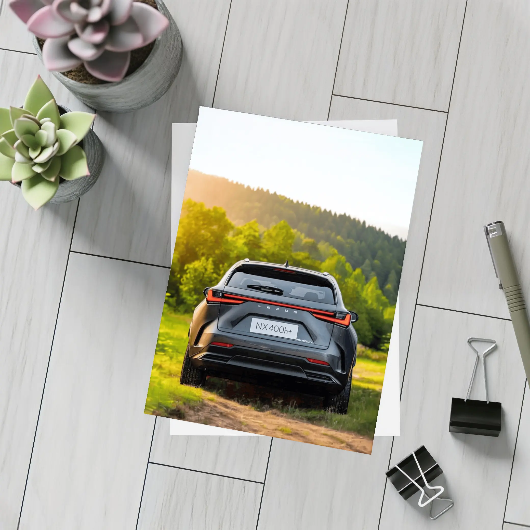Lexus NX400h Rear View Forest Setting – Postcards