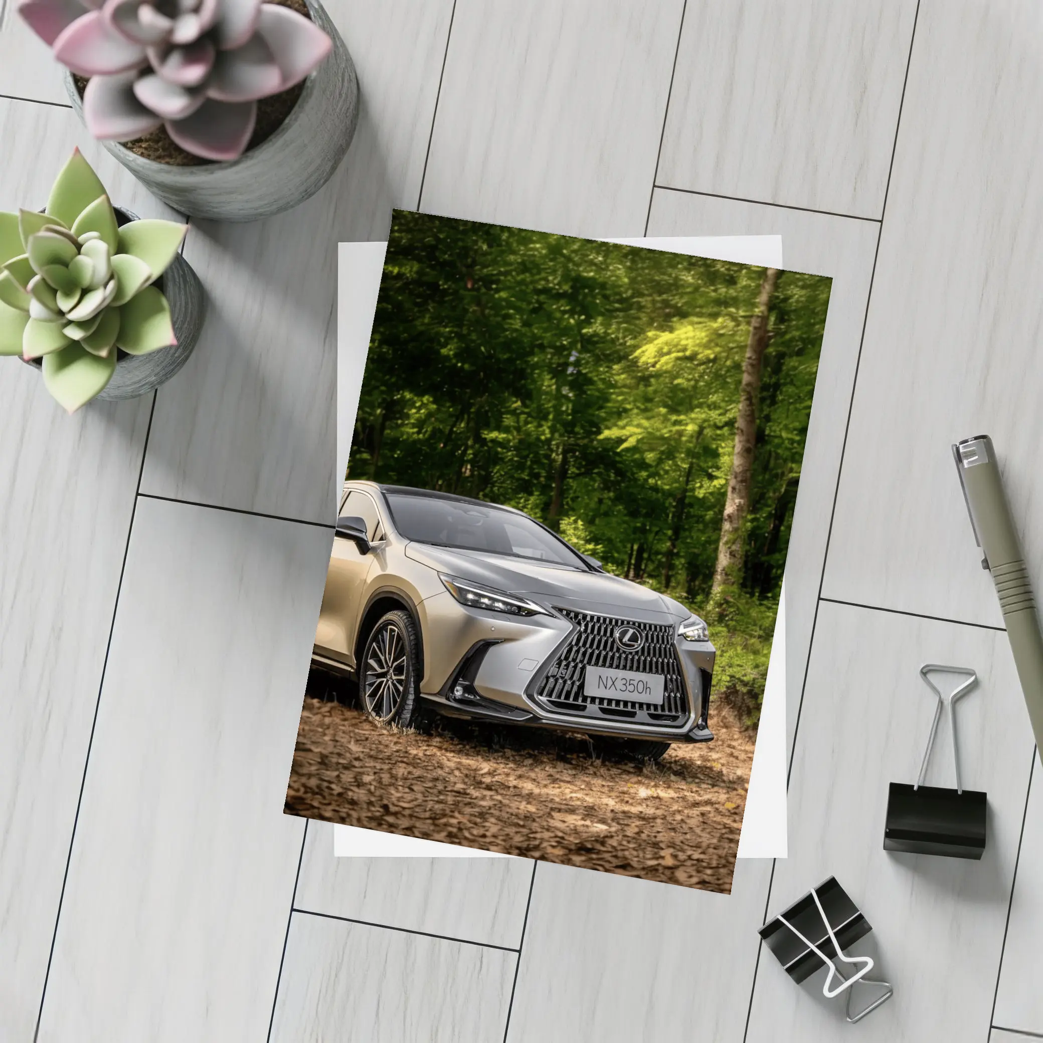 Lexus NX350h SUV Parked In Forest – Postcards