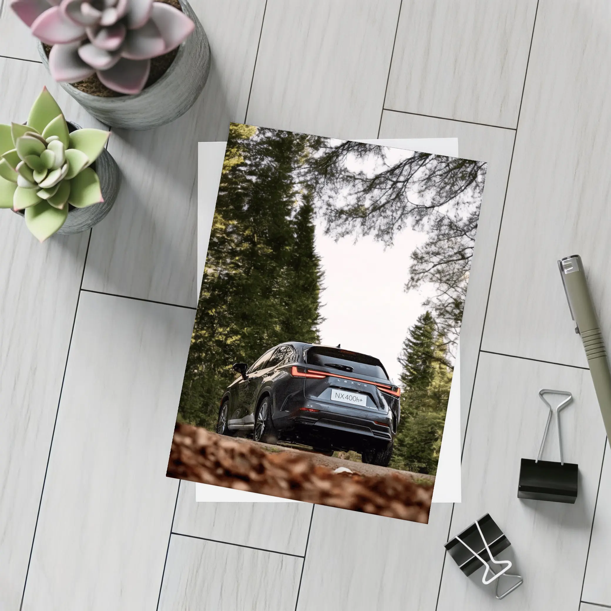 Lexus NX400h Rear View Forest Setting – Postcards