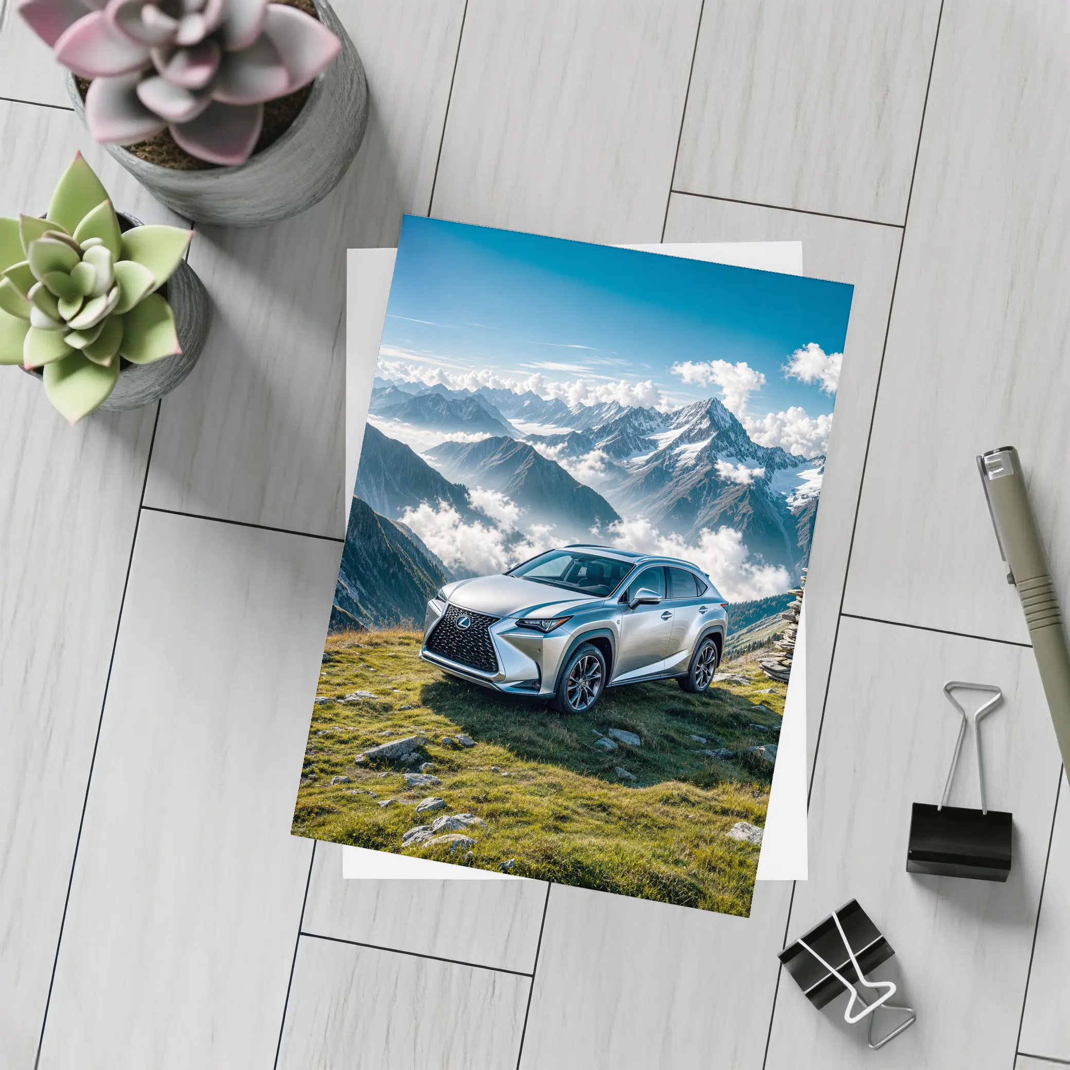 Lexus NX Silver SUV Mountain Peaks – Postcards
