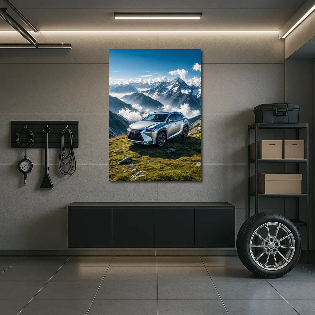 Lexus NX Silver SUV Mountain Peaks – Wall Art