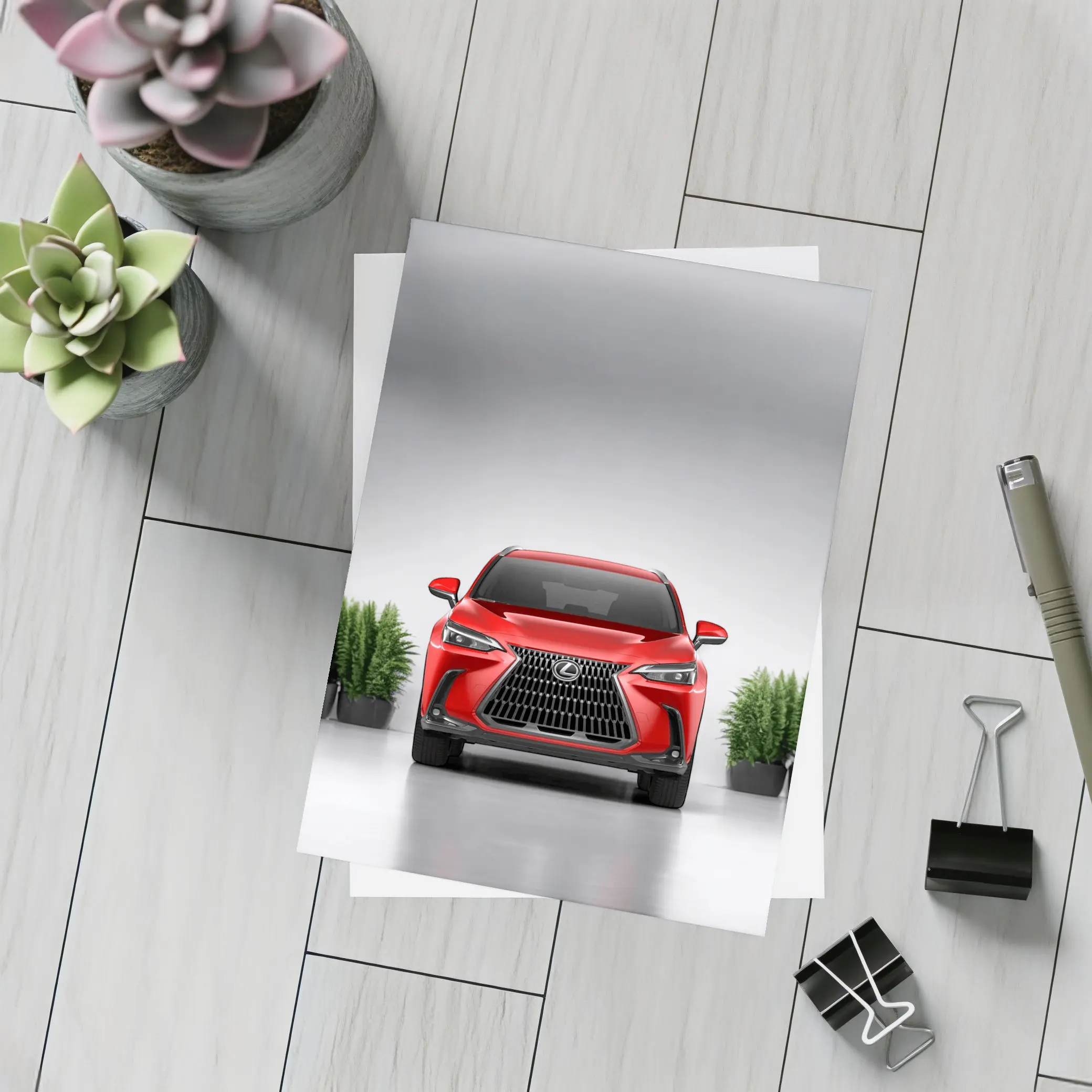 Lexus NX Red SUV Front Studio View – Postcards