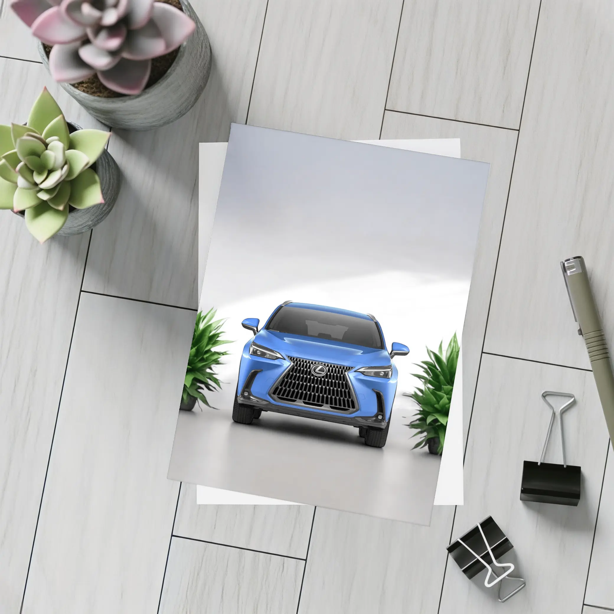Lexus NX Blue SUV Front View Studio – Postcards