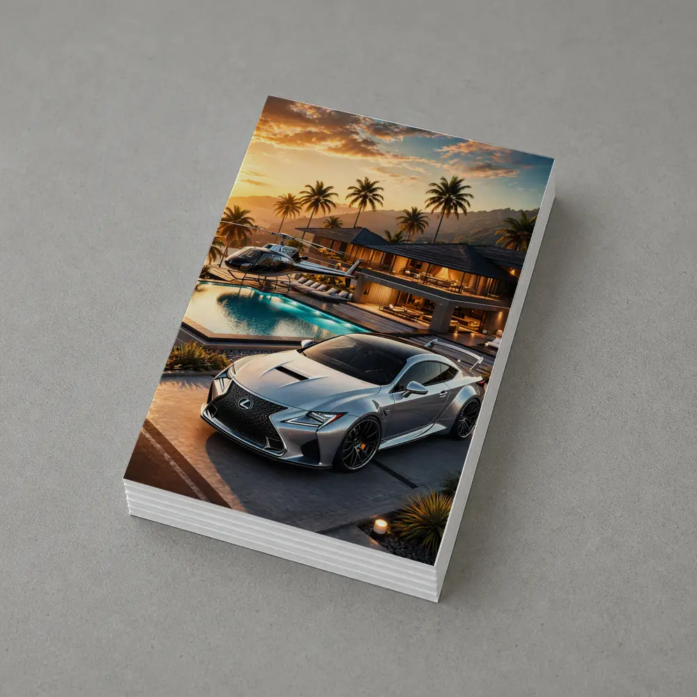 Lexus RC F Silver Luxury Villa Sunset – Postcards