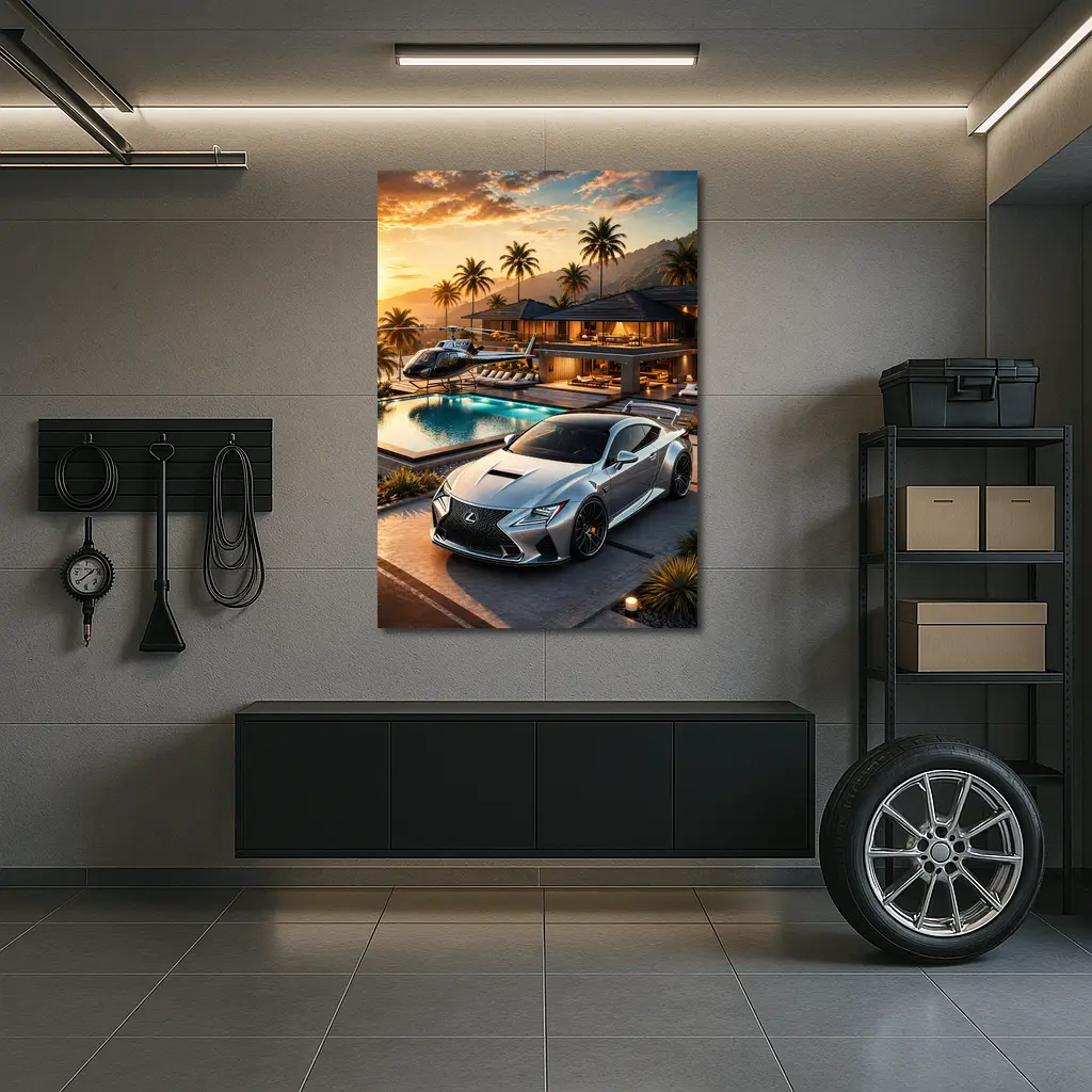 Lexus RC F Silver Luxury Villa Sunset – Wall Art