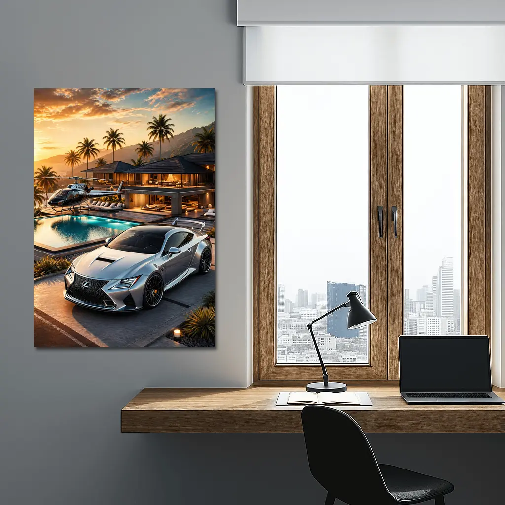 Lexus RC F Silver Luxury Villa Sunset – Wall Art