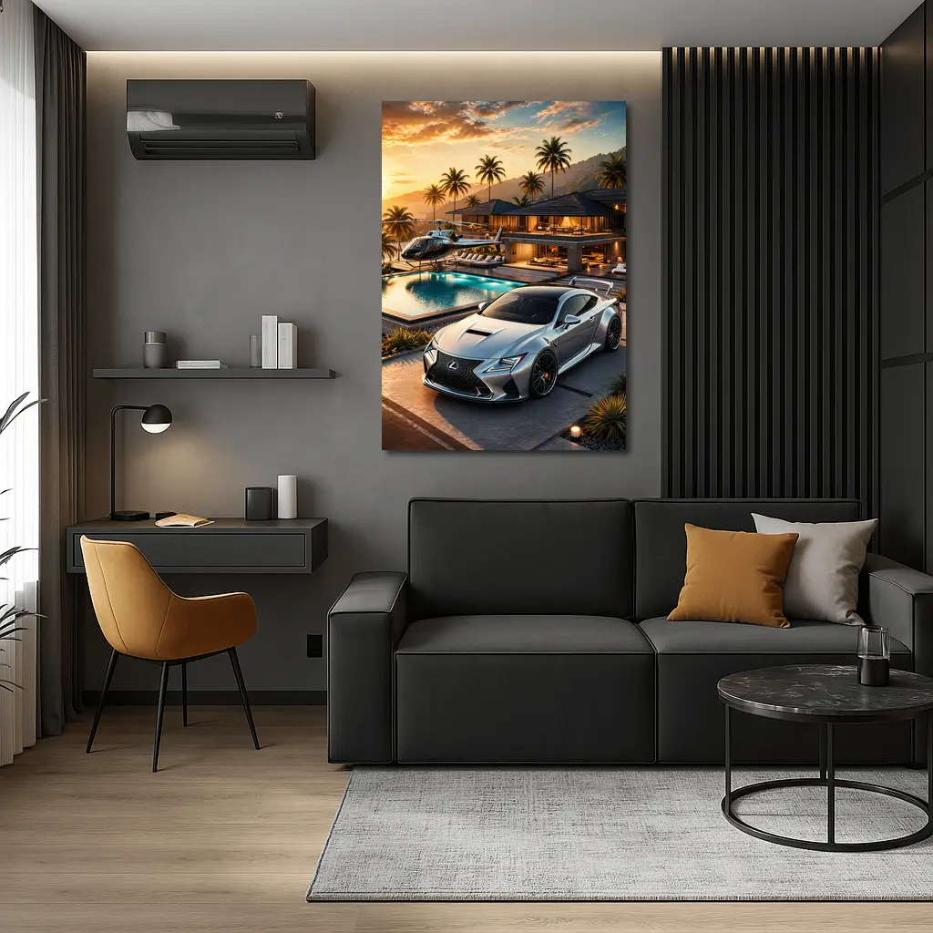 Lexus RC F Silver Luxury Villa Sunset – Wall Art