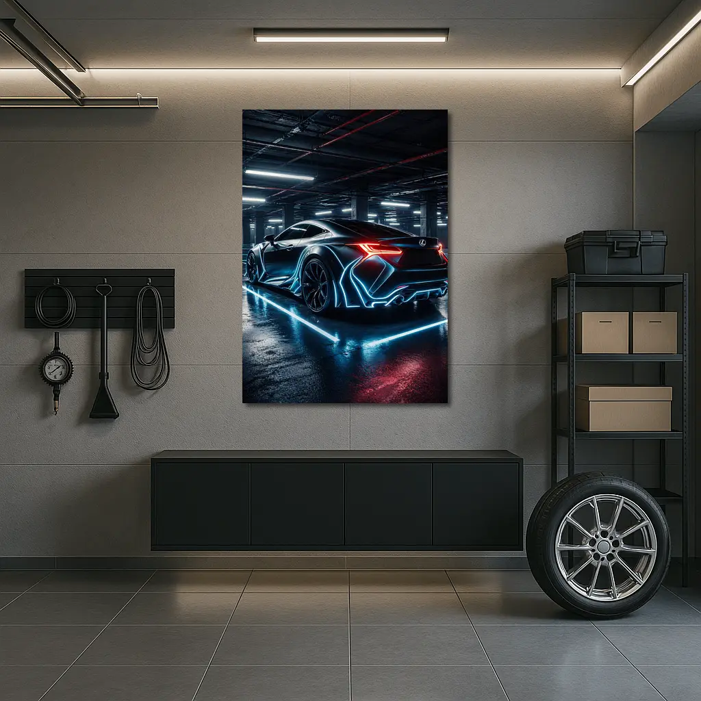 Lexus LC Neon Glow Dark Parking Garage – Wall Art