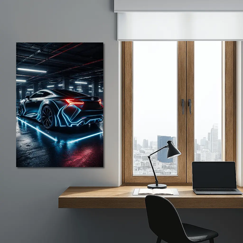 Lexus LC Neon Glow Dark Parking Garage – Wall Art