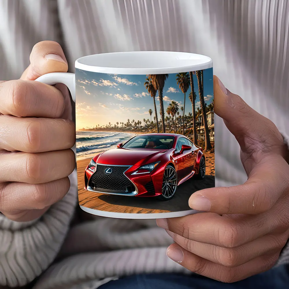 Lexus RC Red Coupe Beach Sunset – Mugs