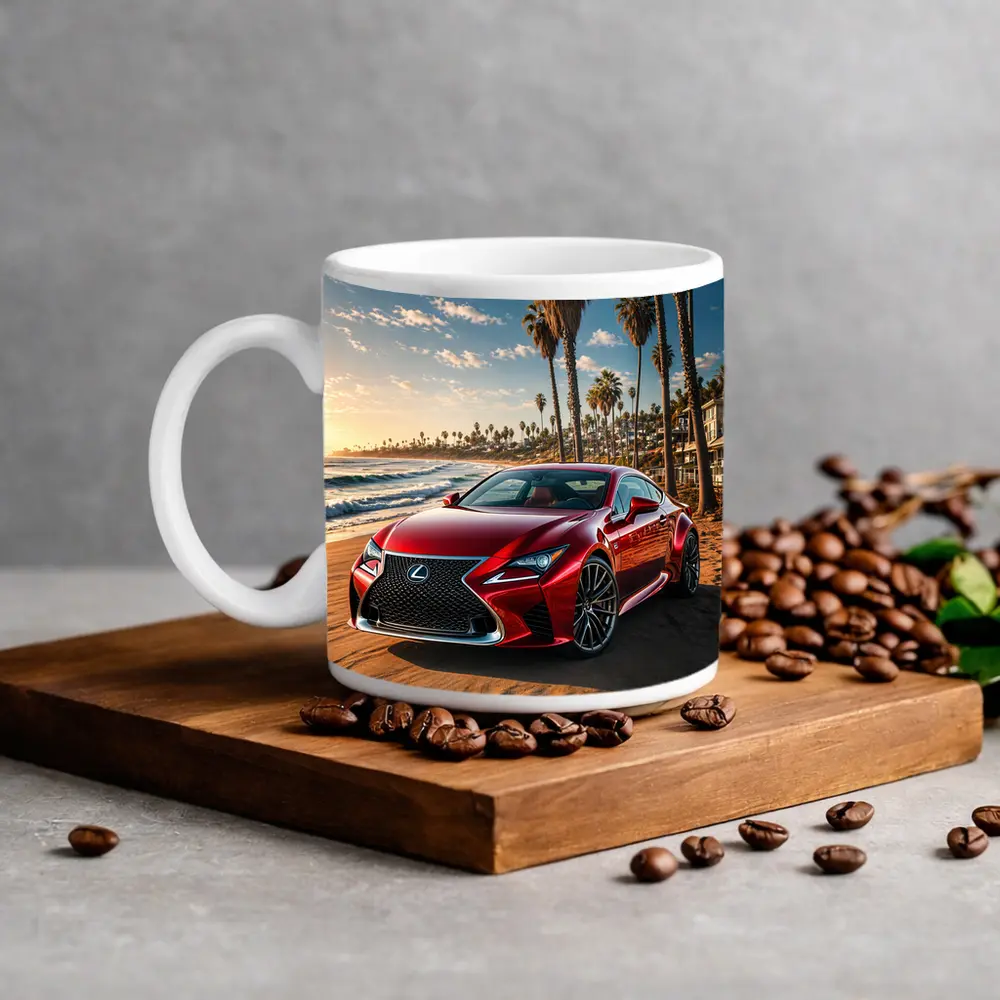 Lexus RC Red Coupe Beach Sunset – Mugs