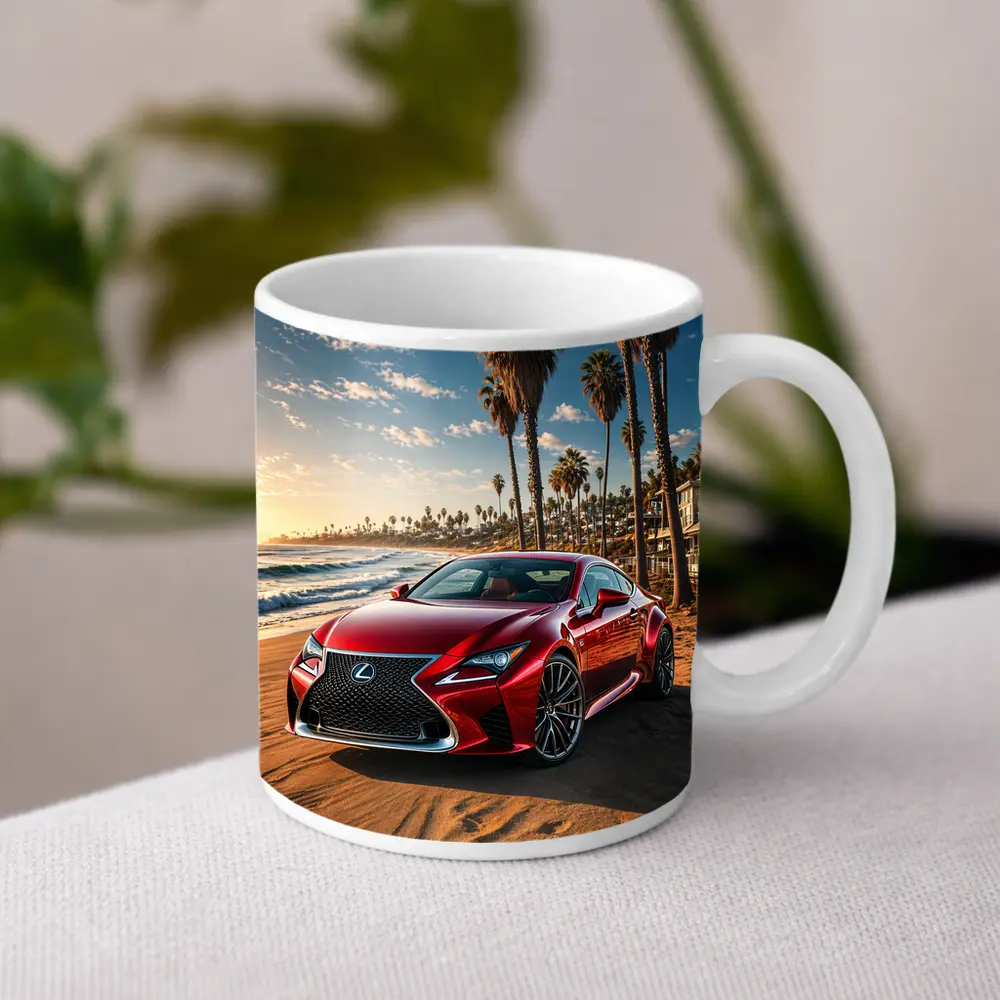 Lexus RC Red Coupe Beach Sunset – Mugs