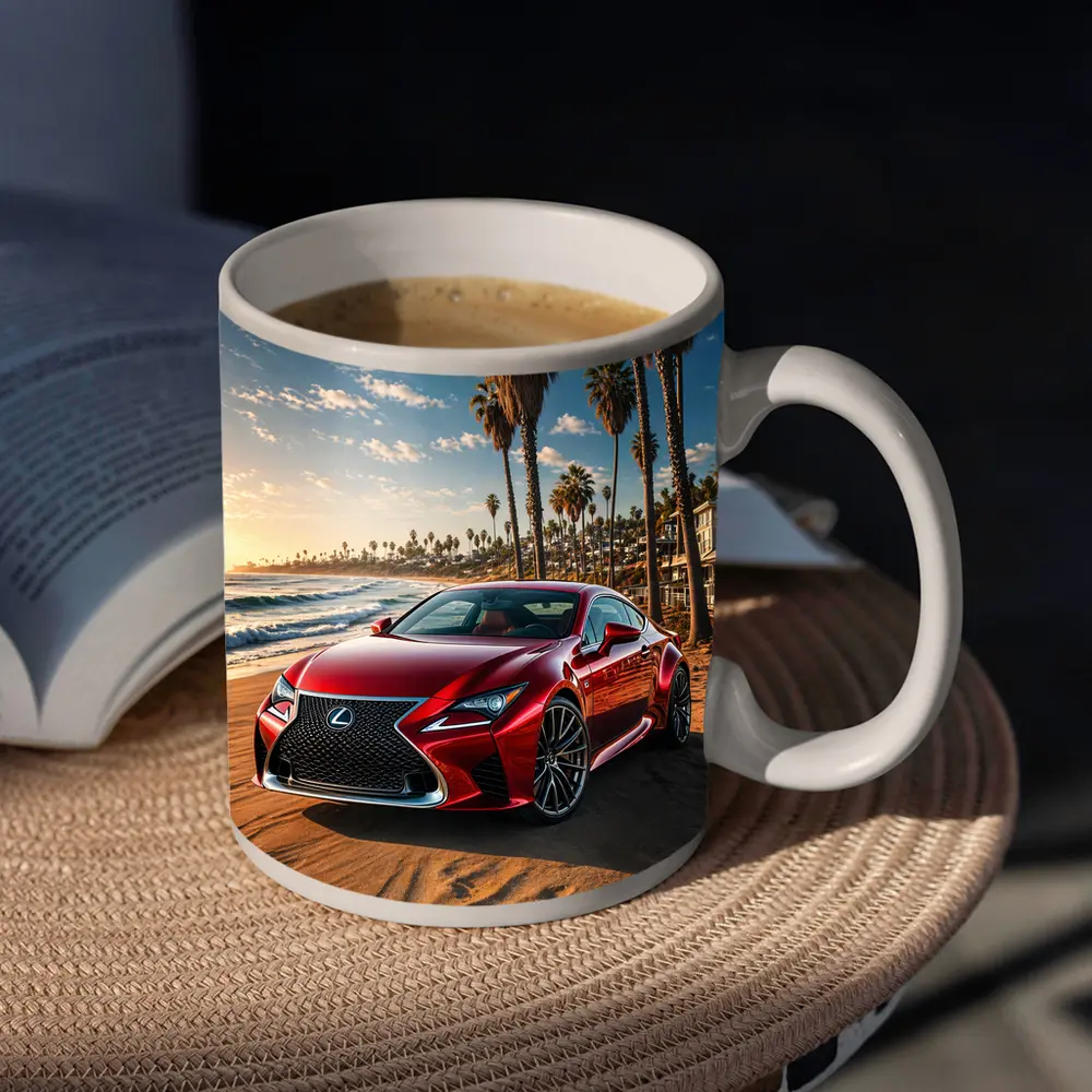 Lexus RC Red Coupe Beach Sunset – Mugs