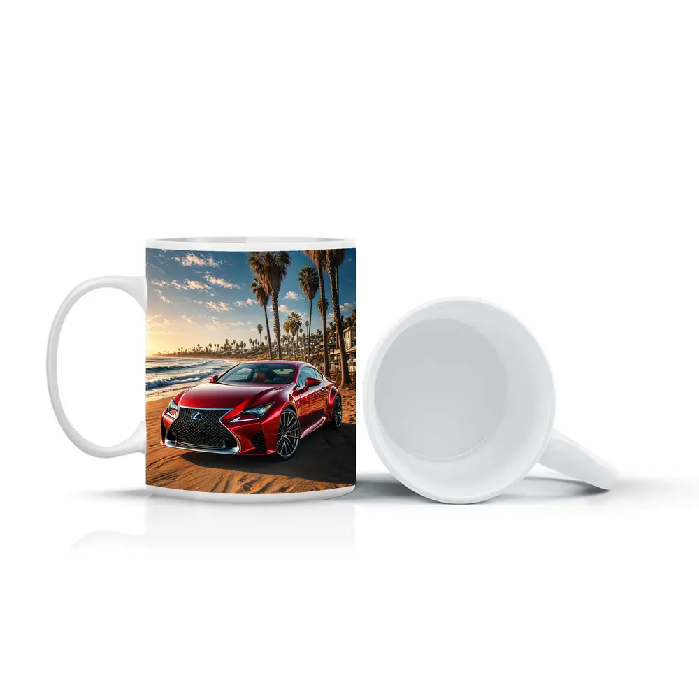 Lexus RC Red Coupe Beach Sunset – Mugs